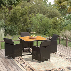 vidaXL Ensemble à dîner de jardin avec coussins 5 pcs poly rotin noir