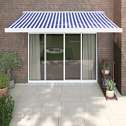 vidaXL Auvent rétractable bleu et blanc 3x2,5 m tissu et aluminium