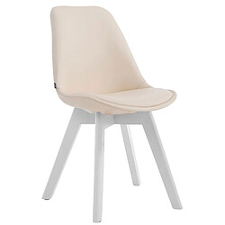 Decoshop26 Chaise de salle à manger x1 style scandinave en PVC crème support 4 pieds en bois couleur blanc 10_0003753