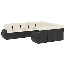 Maison Chic Salon de jardin 10 pcs avec coussins | Ensemble de Table et chaises | Mobilier d'Extérieur noir résine tressée -GKD85816