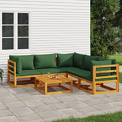 Maison Chic Salon de jardin 6 pcs + coussins - Mobilier/Meubles de jardin - Table et chaises d'extérieur vert bois massif -MN36798