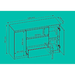 Avis Dusine BEA BUFFET 120 CM GRIS ANTHRACITE ET BOIS SCIÉ AVEC 3 TIROIRS