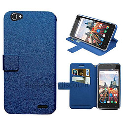 Htdmobiles Housse etui portefeuille pour Archos 50 Helium Plus + verre trempe - BLEU