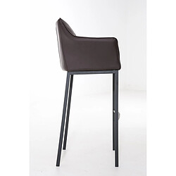 Avis Decoshop26 Tabouret de bar chaise haute de comptoir couture carrées assise en PVC marron 4 pieds stables en métal noir 10_0004686