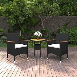 Maison Chic Mobilier à dîner 3 pcs de jardin - Ensemble table et chaises d'extérieur - Salon/Mobilier de jardin classique Résine tressée Noir -MN24650