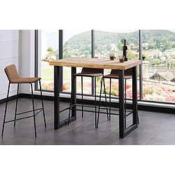 Pegane Table haute en bois coloris chêne nordique / pieds noir - Longueur 120 x profondeur 70 x Hauteur 100 cm