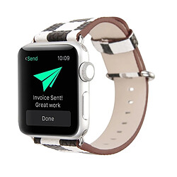 Acheter Wewoo Bracelet noir et blanc pour Apple Watch Series 3 & 2 & 1 42mm motif de treillis PU en cuir montre-bracelet