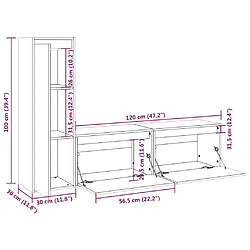 vidaXL Meubles TV 3 pcs Blanc Bois massif de pin pas cher