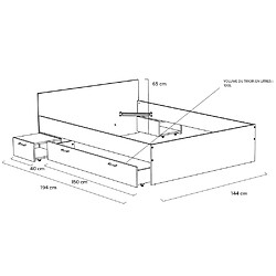 Avis Le Quai Des Affaires Lit TWIST 140x190 + 2 chevets + 1 tiroir / Blanc