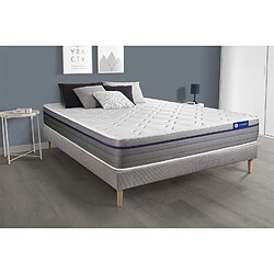 ACTISOM Ensemble matelas Ressorts ensachés+Mémoire de forme ACTIFLEX ZEN 160x200 Maxi épaisseur 7zones de confort + sommier KIT gris