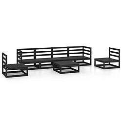 vidaXL Salon de jardin 7 pcs noir bois de pin massif