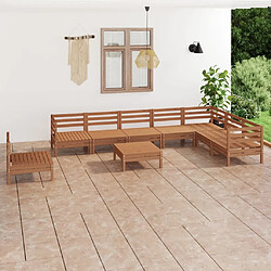 Maison Chic Salon de jardin 9 pcs - Table et chaises d'extérieur - Mobilier/Meubles de jardin Moderne Bois de pin massif Marron miel -MN21972