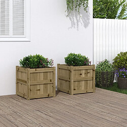 Maison Chic Lot de 2 Jardinières,Bac à fleurs - pot de fleur bois de pin imprégné -GKD75559