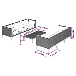 vidaXL Salon de jardin 7 pcs avec coussins Résine tressée Gris foncé pas cher