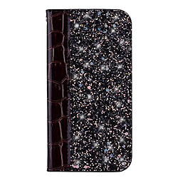 Wewoo Etui à rabat horizontal en cuir texturé avec texture paillettée et crocodile pour iPhone X / XS, avec emplacements pour cartes et support (Noir)