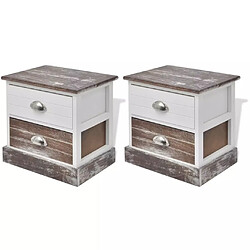 Helloshop26 Table de nuit chevet commode armoire meuble chambre 2 pcs marron et blanc 1402142