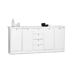 Mes Buffet 4 portes 4 tiroirs 200x40x90 cm blanc - LANDZY