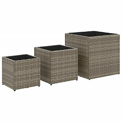 vidaXL Jardinières d'extérieur 3 pcs gris résine tressée