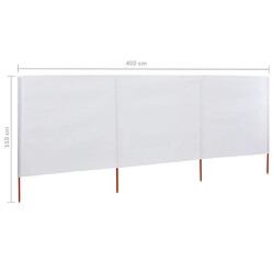 vidaXL Paravent 3 panneaux Tissu 400 x 80 cm Blanc sable pas cher