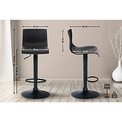 Avis Decoshop26 Tabouret de bar avec repose-pieds pivotant dossier incurvé en plastique noir et métal noir 10_0004933