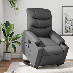 Maison Chic Fauteuil Relax pour salon, Fauteuil inclinable de massage Gris Similicuir -GKD79238