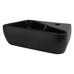 Lavabo avec vidage et trop-plein 45x27x13 cm noir en céramique ML-Design