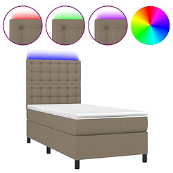 vidaXL Sommier à lattes de lit et matelas et LED Taupe 80x200cm Tissu