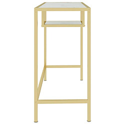 Avis vidaXL Bureau d'ordinateur Blanc et doré 100x36x74 cm Verre