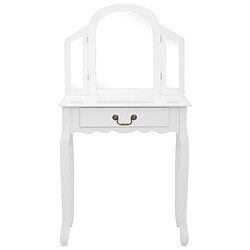 Helloshop26 Coiffeuse et tabouret de luxe 65 x 36 x 128 cm bois de MDF blanc 02_0006268