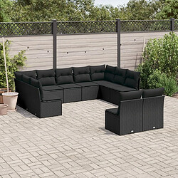 Maison Chic Salon de jardin 11 pcs avec coussins | Ensemble de Table et chaises | Mobilier d'Extérieur noir résine tressée -GKD54013