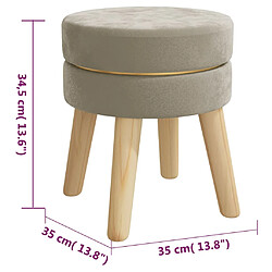 Decoshop26 Tabouret assise ronde en velours gris quatre pieds en bois hauteur 34 cm DEC026373 pas cher