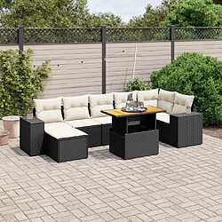 Maison Chic Ensemble Tables et chaises d'extérieur 8 pcs avec coussins,Salon de jardin noir résine tressée -GKD961571