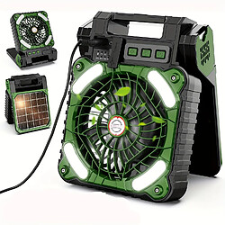 Avis Ventilateur De Camping à Énergie Solaire (Vert) Avec Lanterne à LED, Ventilateur Portatif à Piles Rechargeable à Vent Puissant à 4 Vitesses, 90 Ventilateurs de Bureau Pliants Timer Power Bank