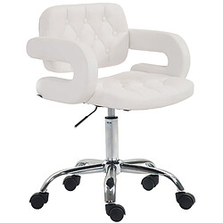 Decoshop26 Chaise de bureau réglable en hauteur pivotante dossier et accoudoir synthétique blanc BUR10422