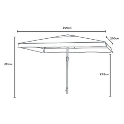 Elios Parasols Parasol de jardin 3x2 aluminium rectangulaire mât centrale bar hôtel Eden, Styles: avec volant pas cher