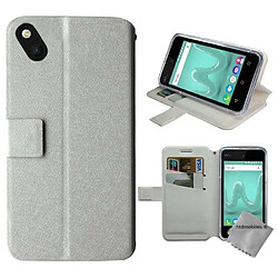 Htdmobiles Housse etui portefeuille pour Wiko Sunny + film ecran - BLANC