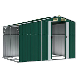 Helloshop26 Abri de jardin cabane cabanon maison de stockage remise extérieur hangar outils robuste 277 x 192,5 x 179 cm acier galvanisé vert 02_0022376