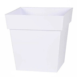 EDA Plastiques EDA Pot de fleur carré Toscane - 32 x 32 x H 32 cm - 22 L - Blanc