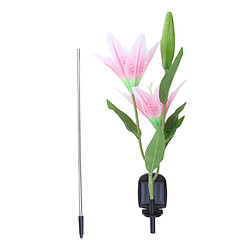 Lumières alimentées à l'énergie solaire 2led lis fleur extérieur jardin yard lampe décor rose