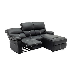 Vente-Unique Canapé d'angle droit relax en simili noir CANBY pas cher