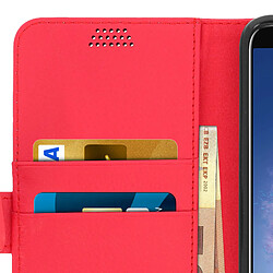 Avizar Housse Huawei P Smart Etui Portefeuille Coque Silicone Support Vidéo Rouge pas cher