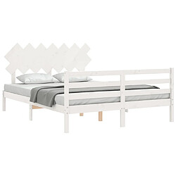 Acheter Maison Chic Lit adulte - Cadre Structure de lit avec tête de lit Contemporain blanc King Size bois massif -MN42695