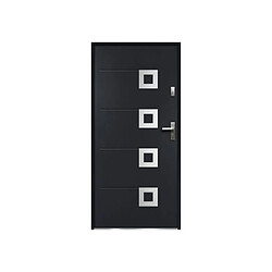 Vente-Unique Porte d'entrée en acier avec inox L207 x L100 cm anthracite - poussant gauche - TIFANA