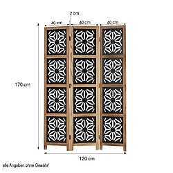 Avis Decoshop26 Paravent en 3 panneaux séparateur de pièce en bois et MDF noir 170x120 cm PAR06089