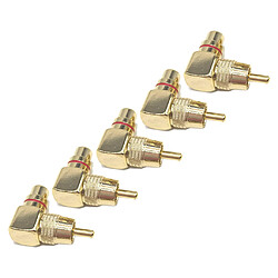 Avis 5pcs RCA Adaptateurs Connecteurs Mâle à Femelle Angle Droit 90 Degrés (Or)