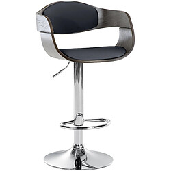 Decoshop26 Tabouret de bar x1 design scandinave en PVC noir et structure en bois couleur gris 10_0005040