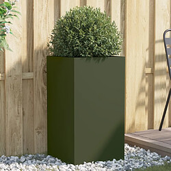 Maison Chic Jardinière,Bac à fleurs - pot de fleur vert olive 42x38x75 cm acier laminé à froid -GKD94561