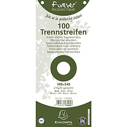 Exacompta Paquet 100 fiches intercalaires horizontales unies perforées Forever - 105x240mm - Blanc - Lot de 7 pas cher