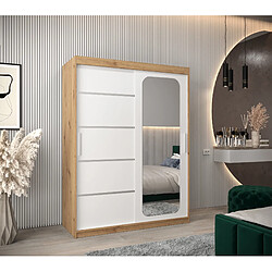 Abiks Meble Armoire PROMO V2 À Portes Coulissantes 200/150/62 2 Portes (Artisan/Blanc)