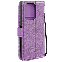 Avizar Étui Fleurs Mandala pour Xiaomi Redmi Note 13 4G Portefeuille Dragonne Violet